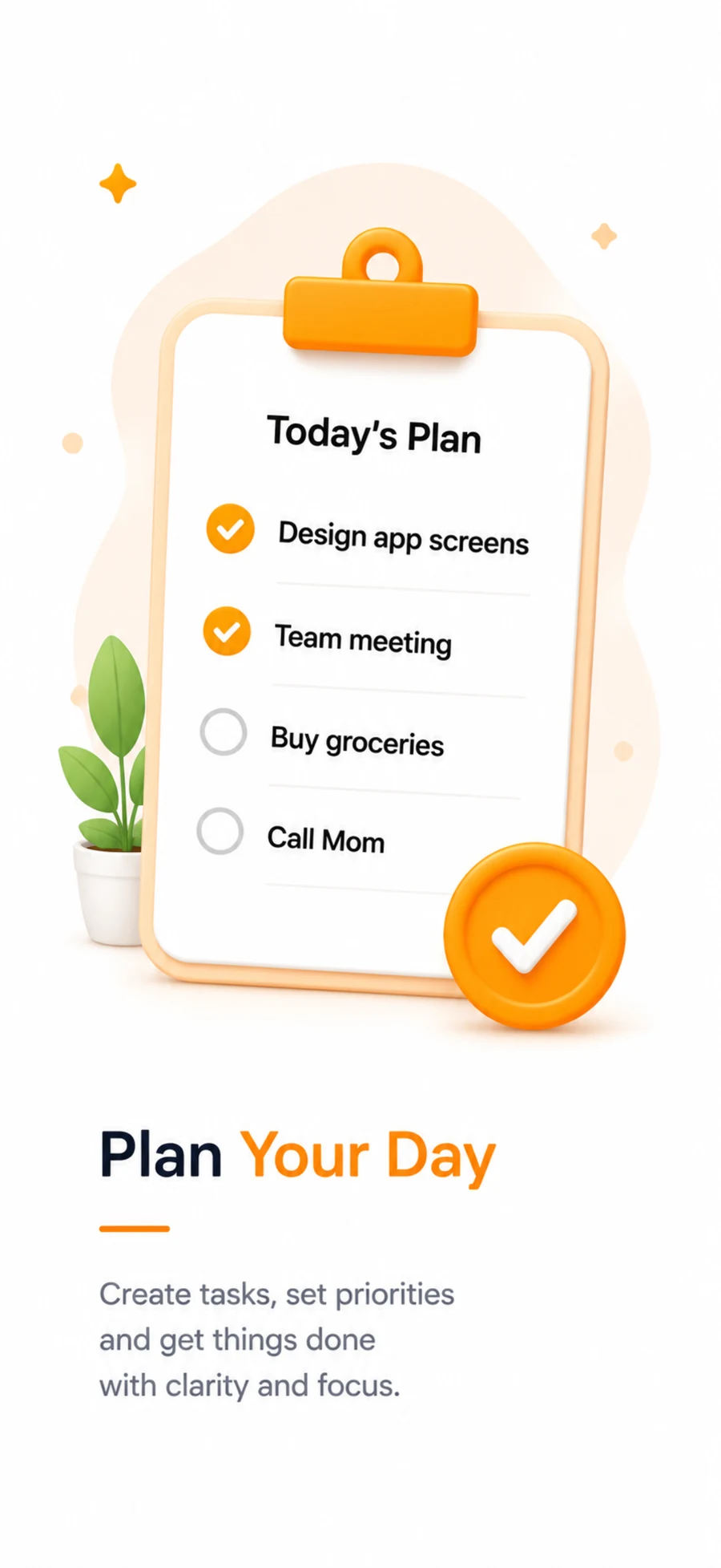 My Day Today screen with task list and progress bar