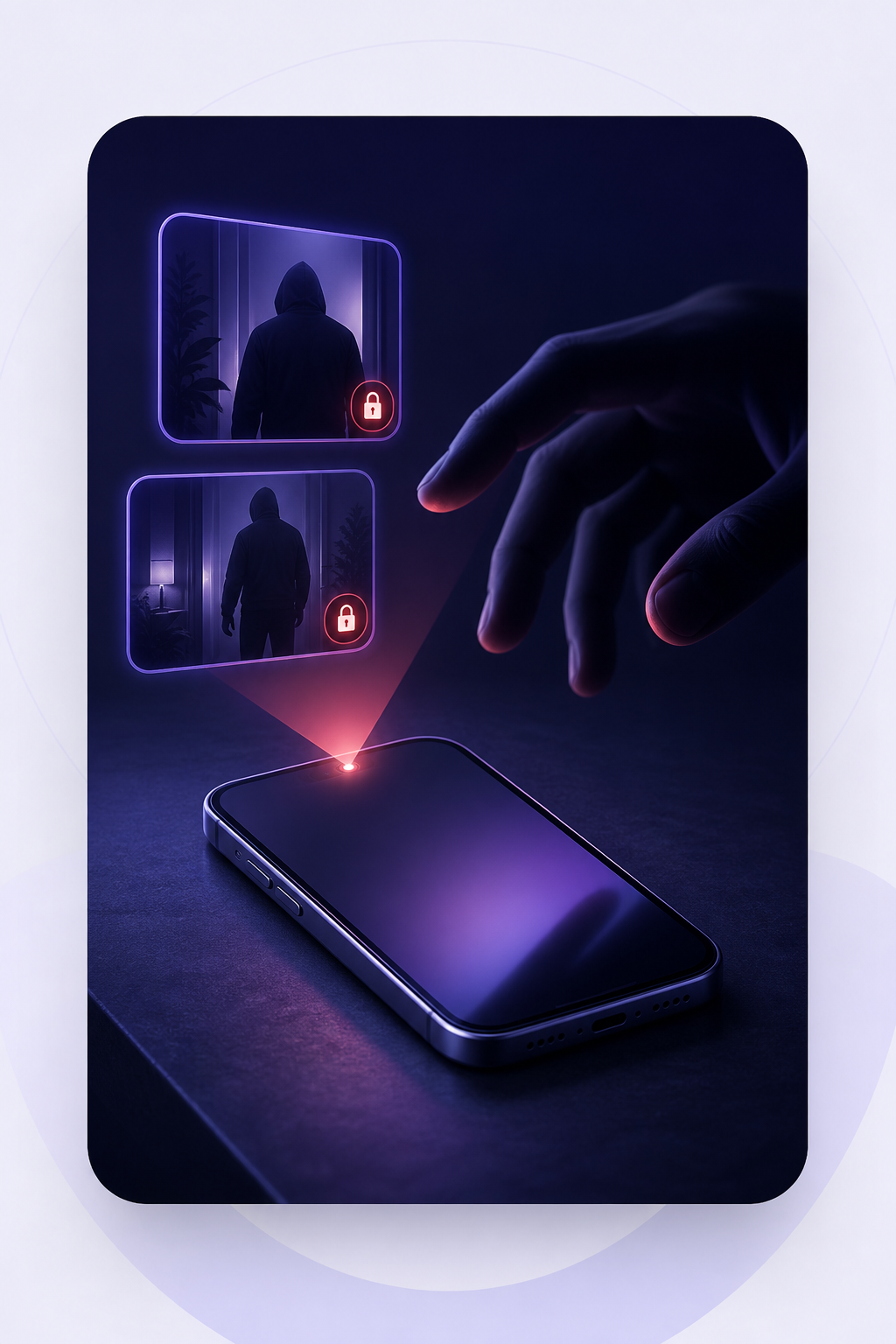 Intruder Watch detecting a hand reaching toward an unattended iPhone